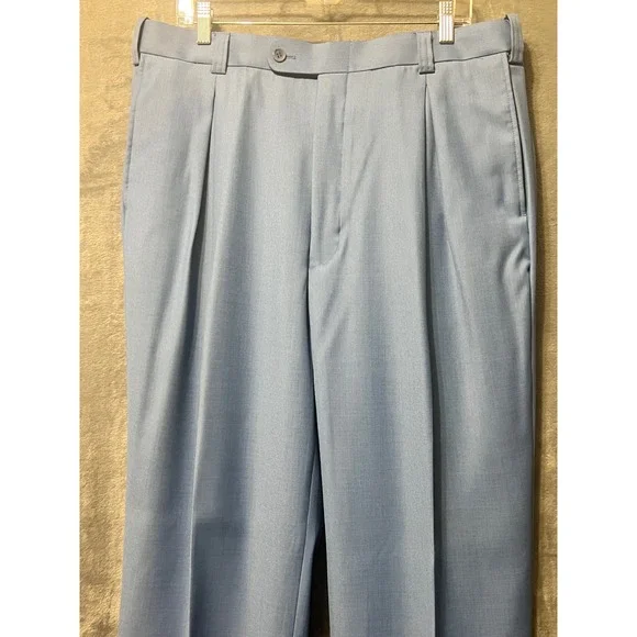 Stacy Adams 44L Sky Blue Suit Super 100's 2 Piece Modern Wide Lapel Jacket
